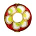 Cloisonne Floral Beads - Flat Red Color Enamel Flower Arts.