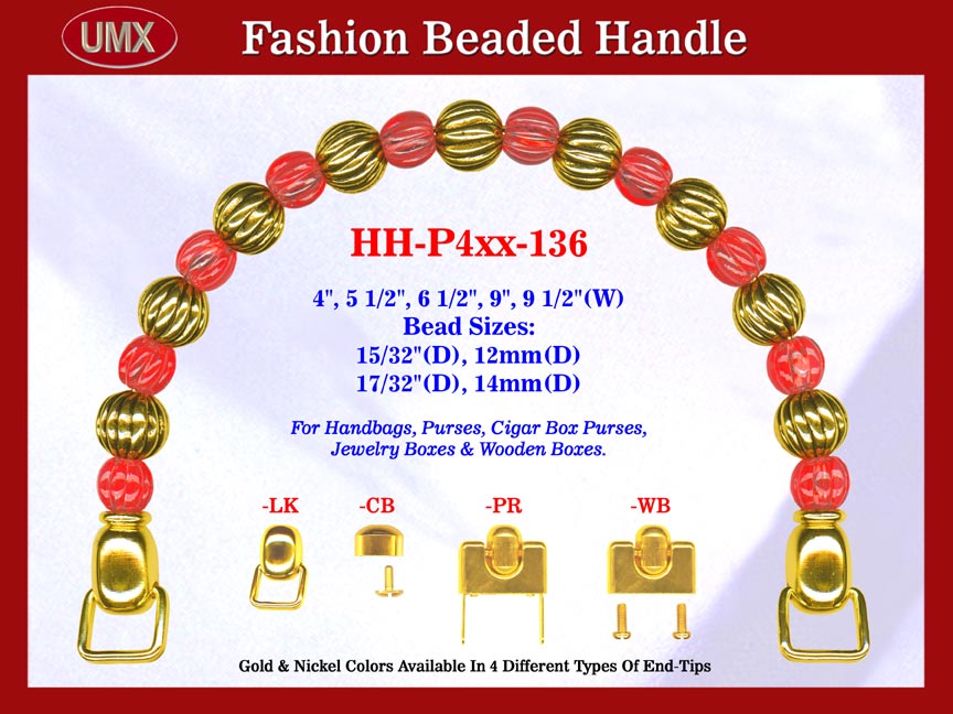 Designer Fabric Handbag Handle HH-P4xx-136 For Beaded Fabric Handbag