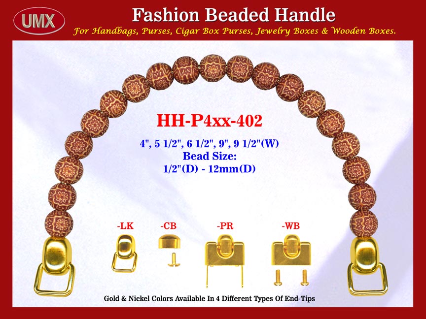 HH-Pxx-402 Beaded Handle With Daisy Flower Round Bali Beads For Designer Handbag Making