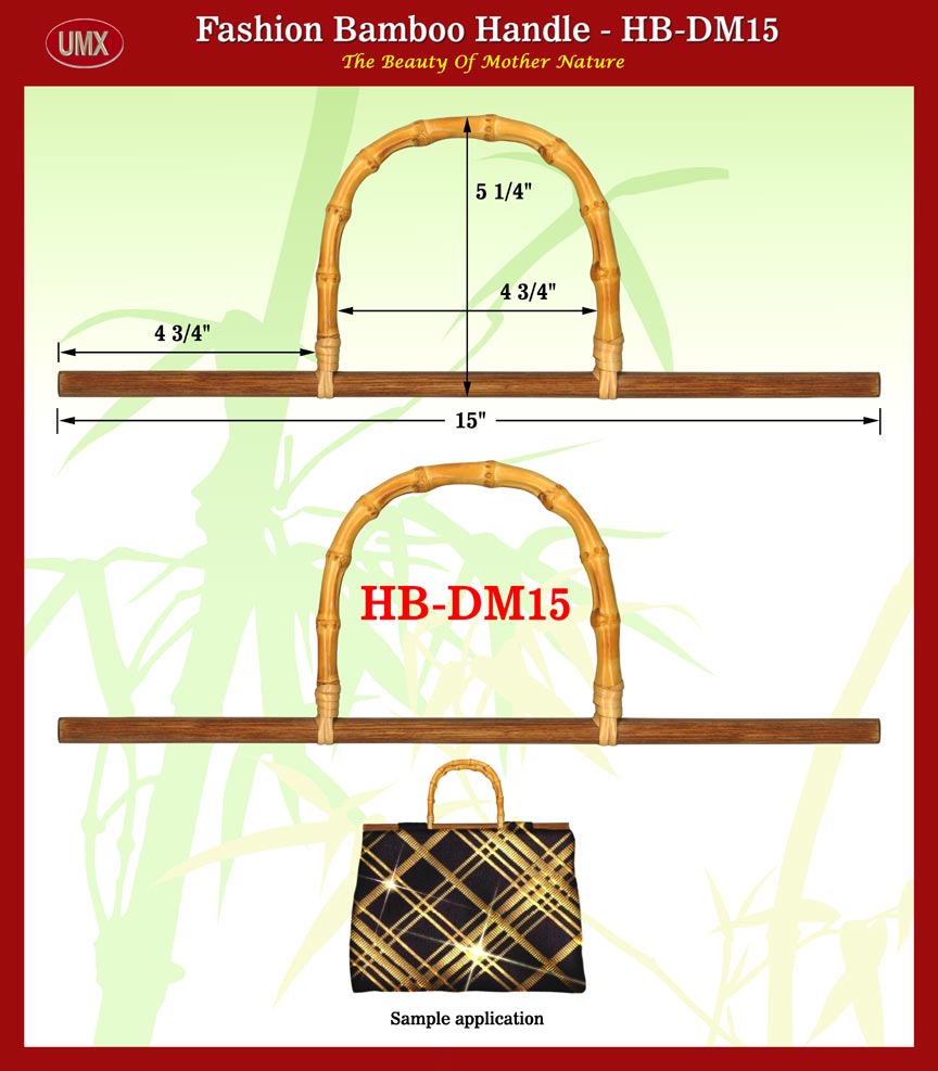 Stylish purse, handbag bamboo handle HB-DM15 with Rattan Bar