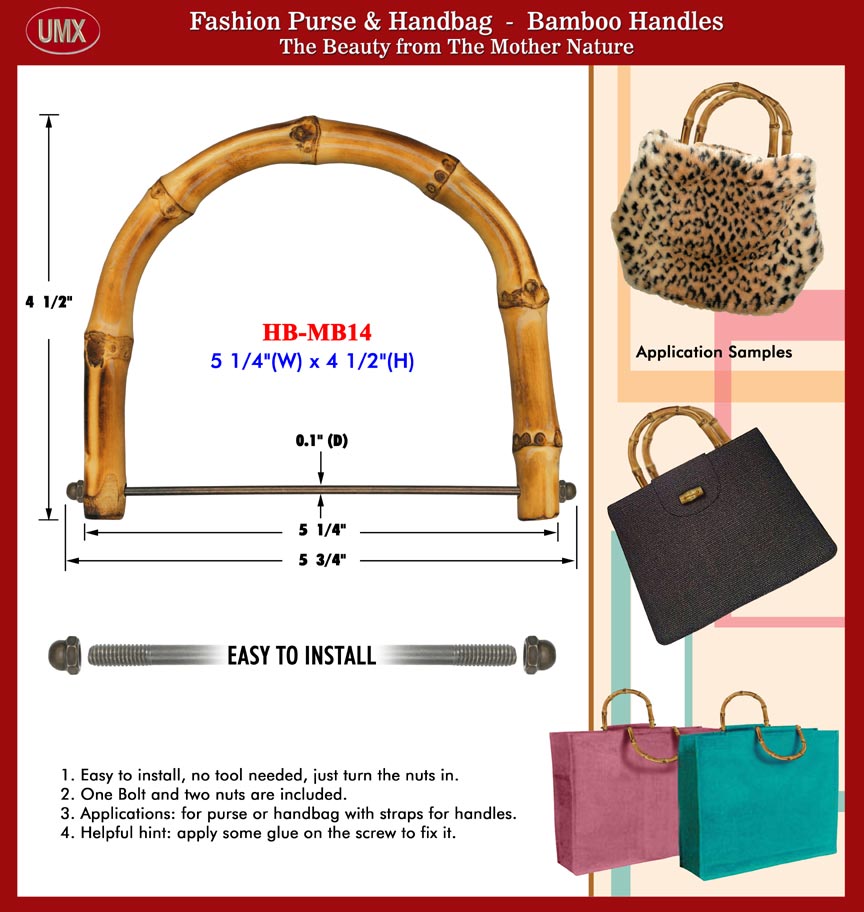 Bamboo Handles With Metal Bar: Fashion Bamboo Handle Hardware For Fashion Purses
and Handbags