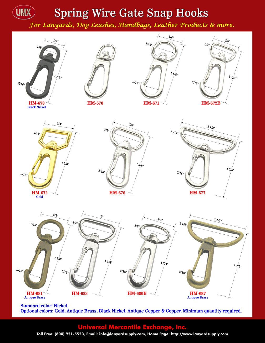 Spring Wire Gate Snap Hooks - Schematic Drawing