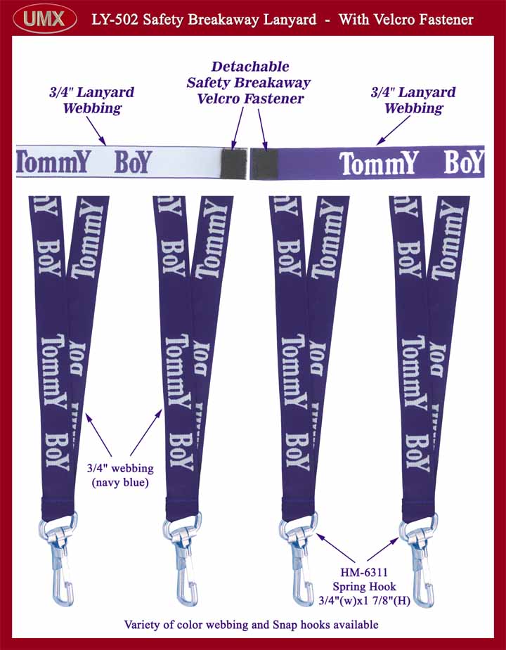 Safety Lanyard with Velcro Fastener: Safety Breakaway and Detachable Lanyards