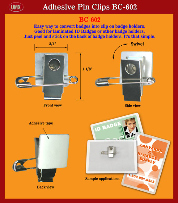 Adhesive Badge Clips with Adhesive Tapes