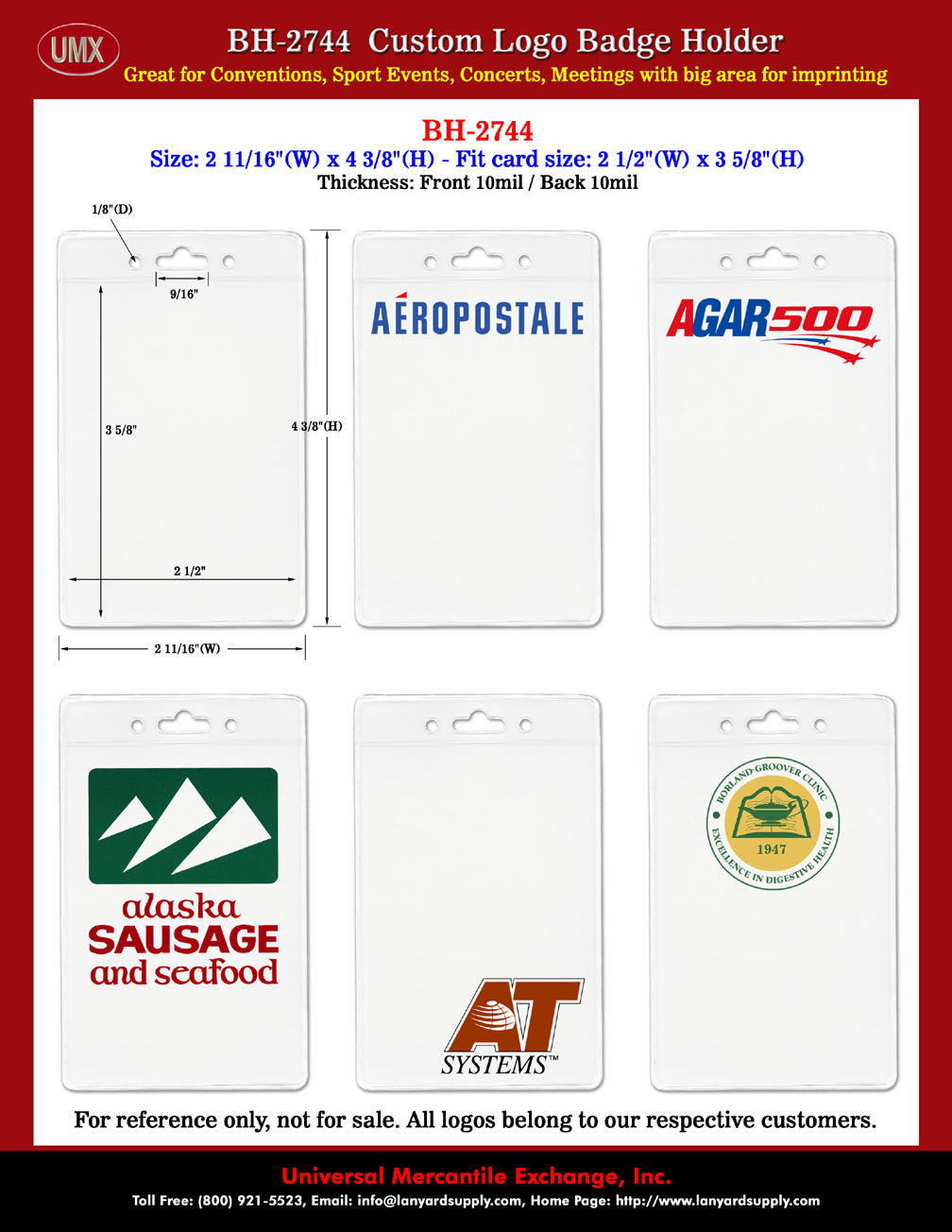 Credit Card Size Vertical ID Holder Great For Company Logo Imprinting. 