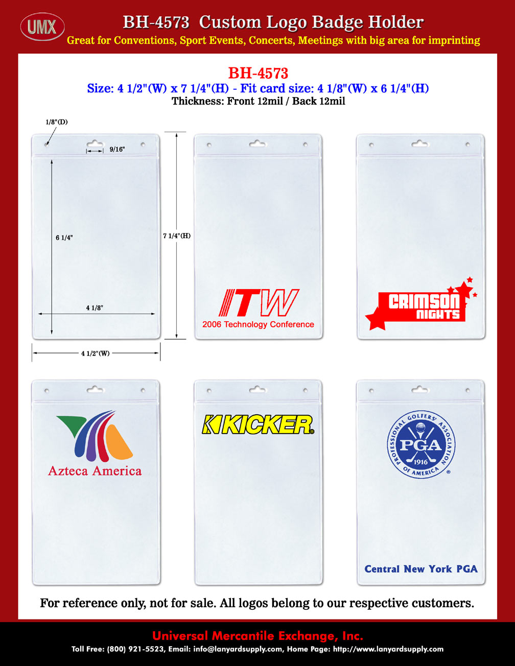 Custom Printed Big Size Conference ID Holder For ID Card or Name Badge.