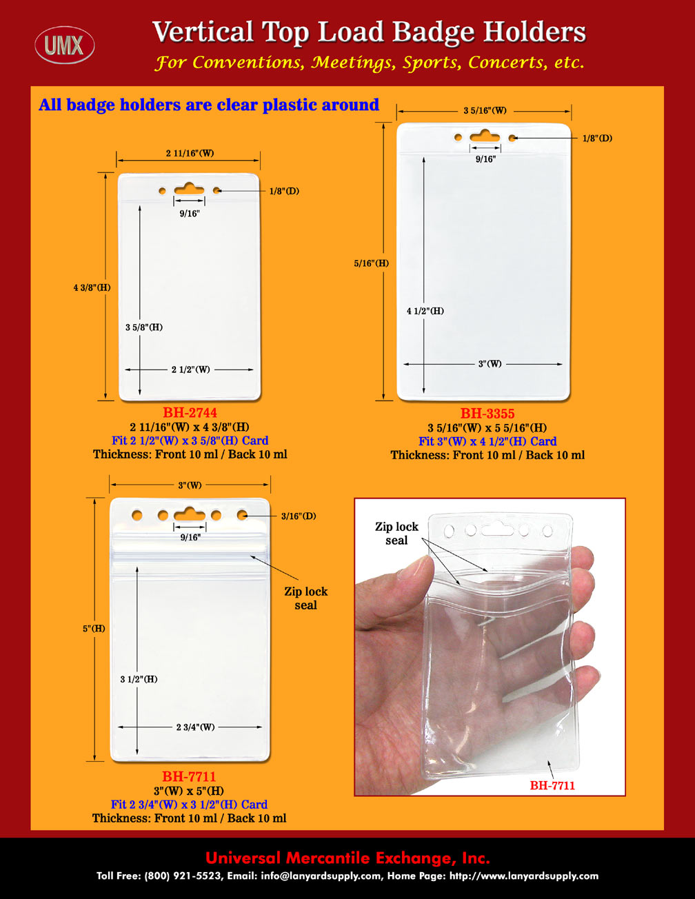 The Most Popular Size Of Vertical Holders For Name Badges and IDs.