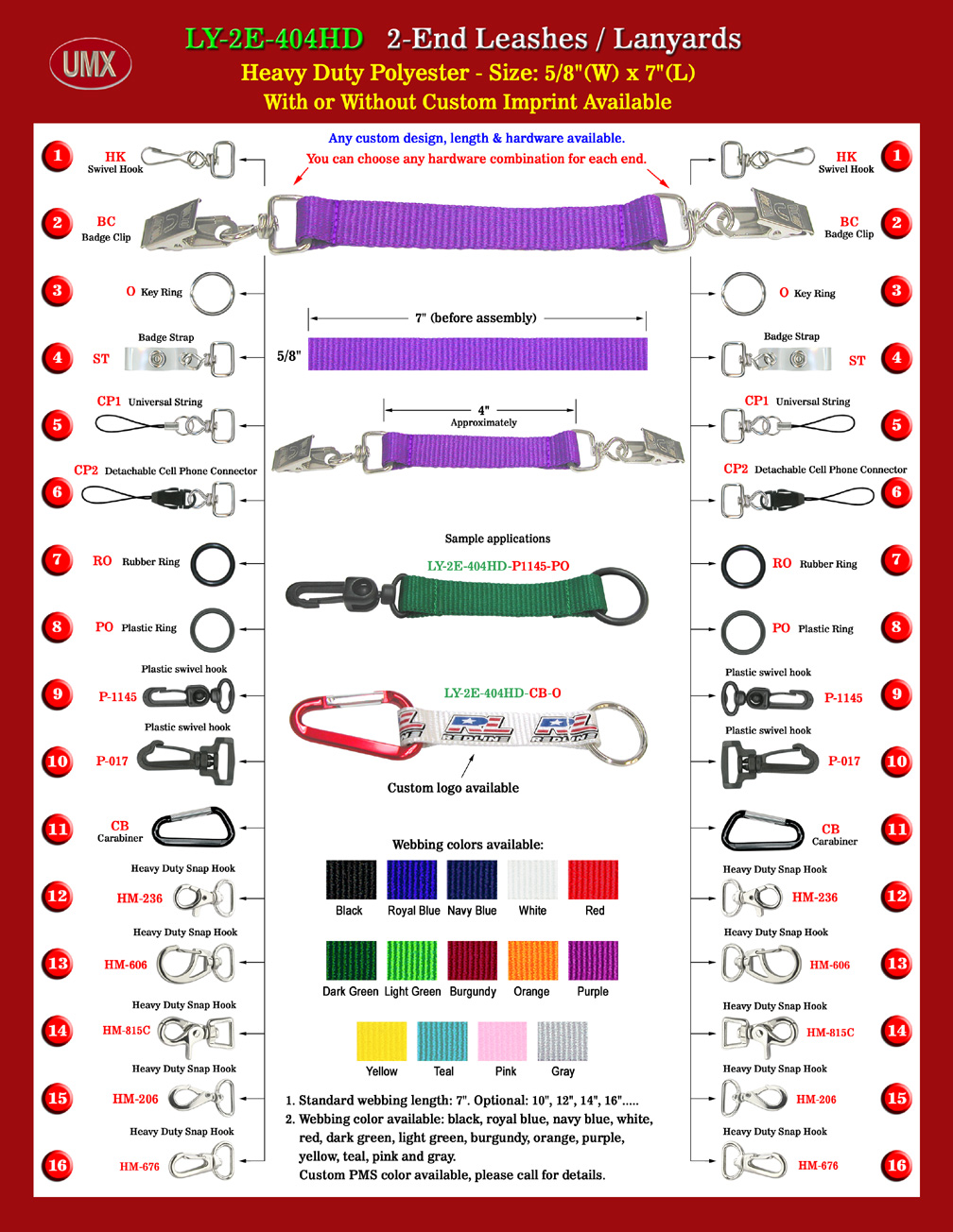 3/8" Heavy Duty Polyester Strap 2-End Lanyards