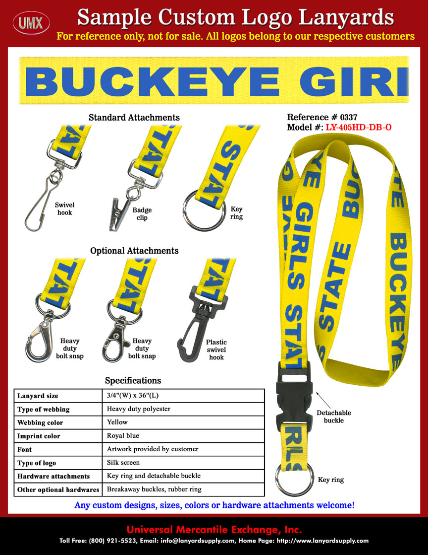 3/4" Custom Printed: Buckeye Girls State Lanyards.