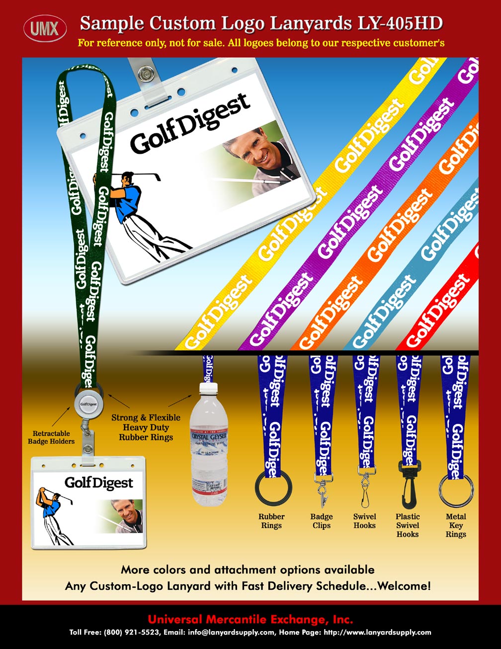 Lanyard: GolfDigest Layard - Sample Custom Logo Lanyards With a wide range color webbing