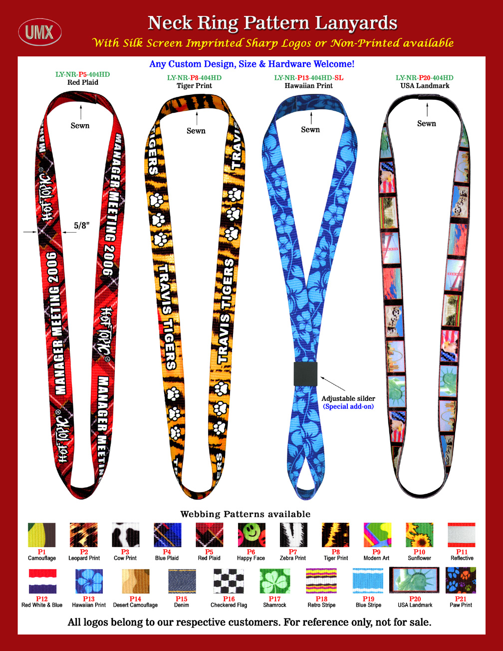 5/8" Velcro Fastener Safety Neck Lanyards, Straps, Bands And Rings With Pre-Printed Themes.