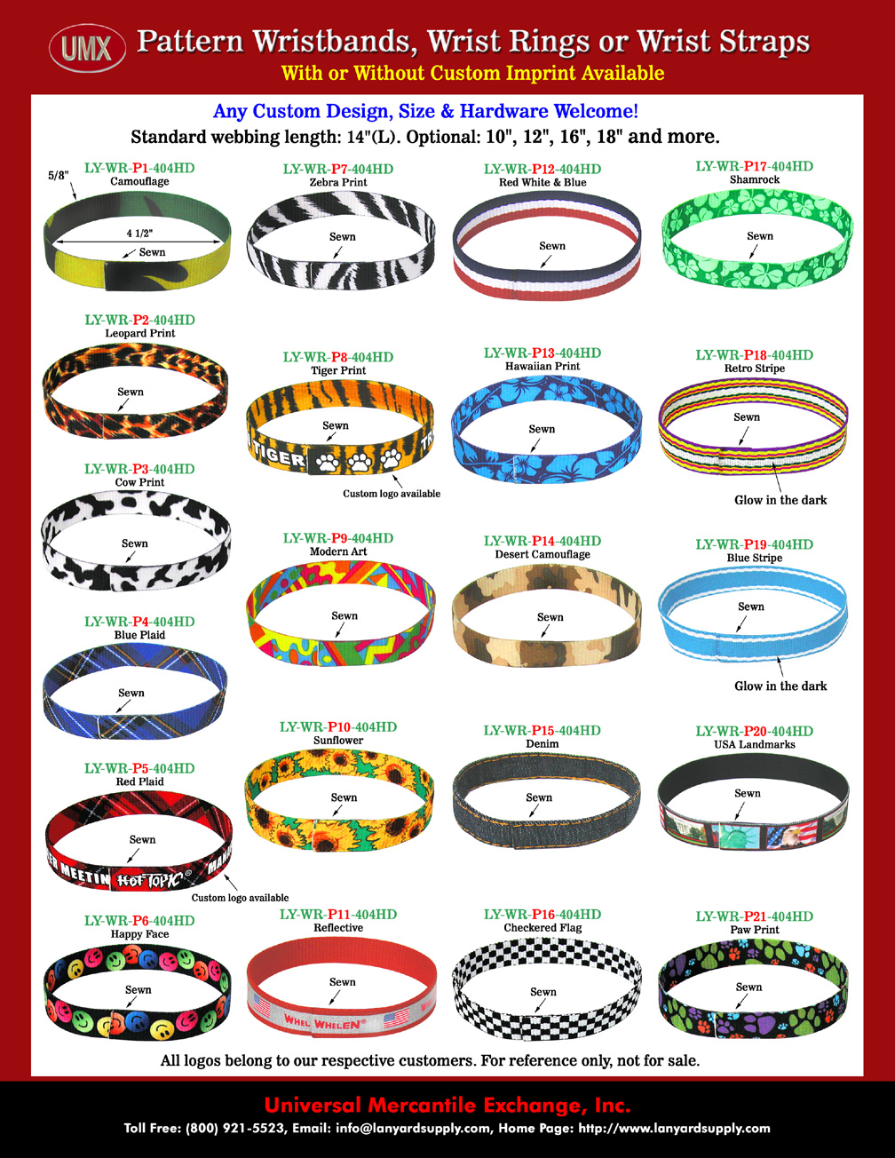 No Metal Hardware, Sewn-On 5/8" Pre-Printed Wrist Ring, Wrist Band or Wrist Strap Lanyards.