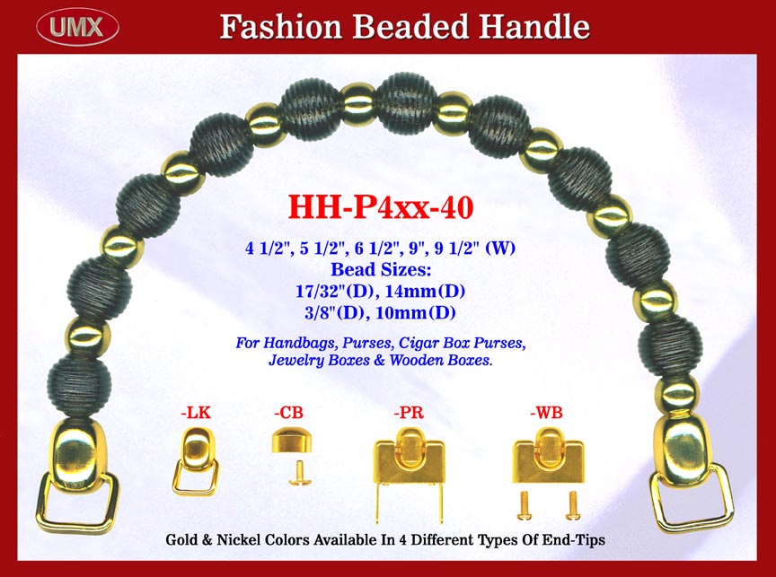 Gold Color Model: HH-P4xx-40 Stylish Beaded Wood Purse Handle For Wood Jewelry Box handbag, Cigar
Box Purse and Cigarbox