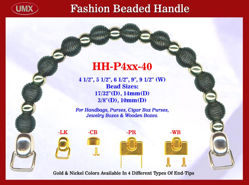 Nickel Color Model: HH-P4xx-40 Stylish Beaded Wood Purse Handle For Wood Jewelry Box handbag, Cigar
Box Purse and Cigarbox